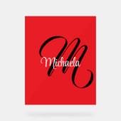 ミニマルモダンモノグラムイニシャル名red アクリルサイン (正面)