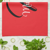 ミニマルモダンモノグラムイニシャル名red キッチンタオル (折り畳み)