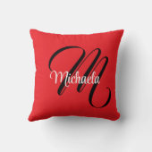 ミニマルモダンモノグラムイニシャル名red クッション (裏面)