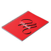 ミニマルモダンモノグラムイニシャル名red ノートブック (左側)