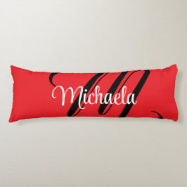 ミニマルモダンモノグラムイニシャル名red ボディピロー