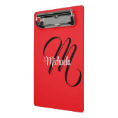 ミニマルモダンモノグラムイニシャル名red ミニクリップボード (アングル2)