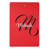 ミニマルモダンモノグラムイニシャル名red ミニクリップボード (裏面)