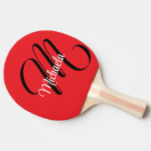 ミニマルモダンモノグラムイニシャル名red 卓球ラケット (横)