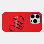 ミニマルモダンモノグラムイニシャル名red Case-Mate iPhoneケース (裏面 (横))