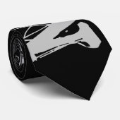 ミニマルモダンモノグラム名白黒首 ネクタイ (ロール)