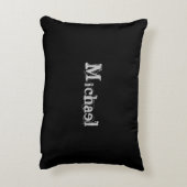 ミニマルモダンモノグラム名白黒 アクセントクッション (裏面(縦))