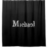 ミニマルモダンモノグラム名白黒 シャワーカーテン (正面)