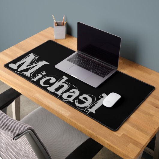 ミニマルモダンモノグラム名白黒 デスクマット (オフィス2)