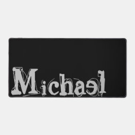 ミニマルモダンモノグラム名白黒 デスクマット