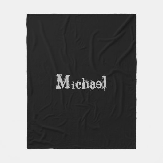 ミニマルモダンモノグラム名白黒 フリースブランケット (正面)