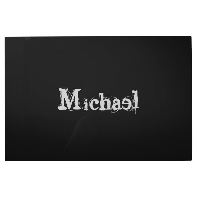 ミニマルモダンモノグラム名白黒 メタルプリント (正面)