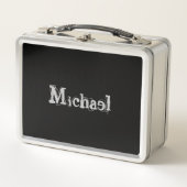 ミニマルモダンモノグラム名白黒 メタルランチボックス (正面)