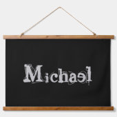 ミニマルモダンモノグラム名白黒 吊り下げ型タペストリー (正面)