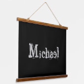 ミニマルモダンモノグラム名白黒 吊り下げ型タペストリー (傾斜あり)