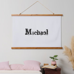 ミニマルモダンモノグラム名 吊り下げ型タペストリー