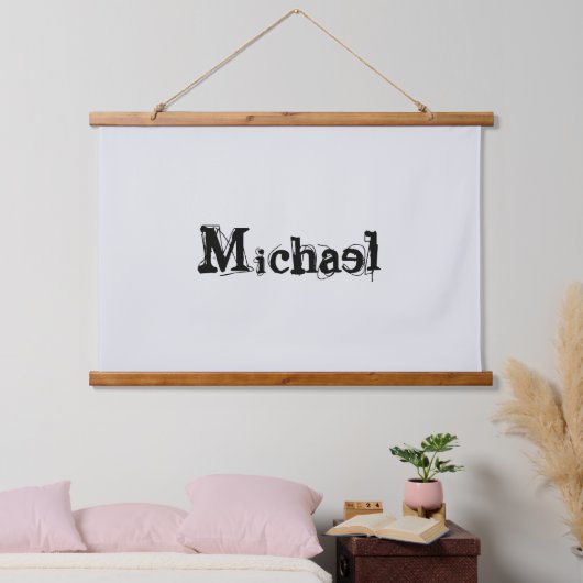 ミニマルモダンモノグラム名 吊り下げ型タペストリー (寝室)