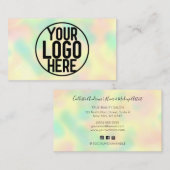 ミニマルモダンラインボーホログラフサロンロゴ 名刺 (正面/裏面)