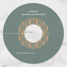 ミニマルモダンラガンス結婚ズワイングラスラベル