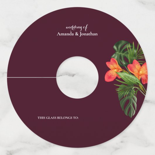 ミニマルモダンラガンス結婚ズワイングラスラベル ワイングラスタグ (正面)