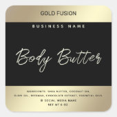 ミニマルモダンラグジュアリースクリプトブラック金ゴールドラベル スクエアシール (正面)