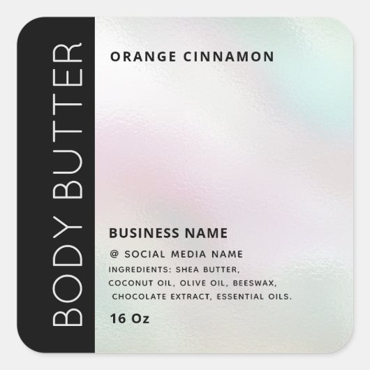 ミニマルモダンラグジュアリータイポグラフィホログラフィック スクエアシール (正面)