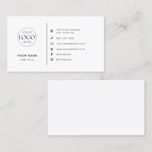 ミニマルモダンラゴソーシャルメディアアイコン 名刺 (正面/裏面)