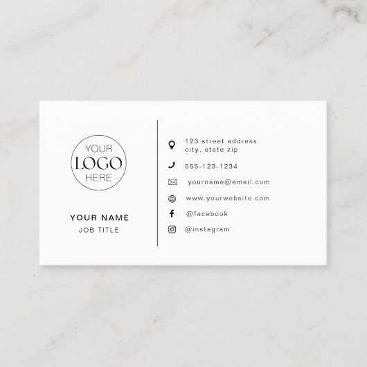 ミニマルモダンラゴソーシャルメディアアイコン 名刺 (正面)