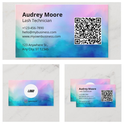 ミニマルモダンラゴQRコーエレガントドまつげ 名刺