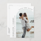 ミニマルモダンラストアーチフォト日付の保存 ポストカード (正面/裏面)