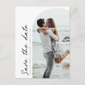 ミニマルモダンラストアーチフォト日付の保存 ポストカード (正面)