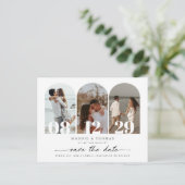 ミニマルモダンラストアーチフォト日付の保存 ポストカード (スタンド正面)