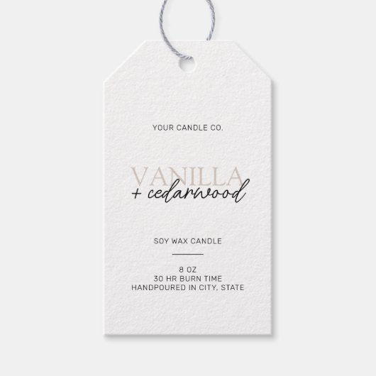 ミニマルモダンラストキャンドルラベル ギフトタグ (正面)