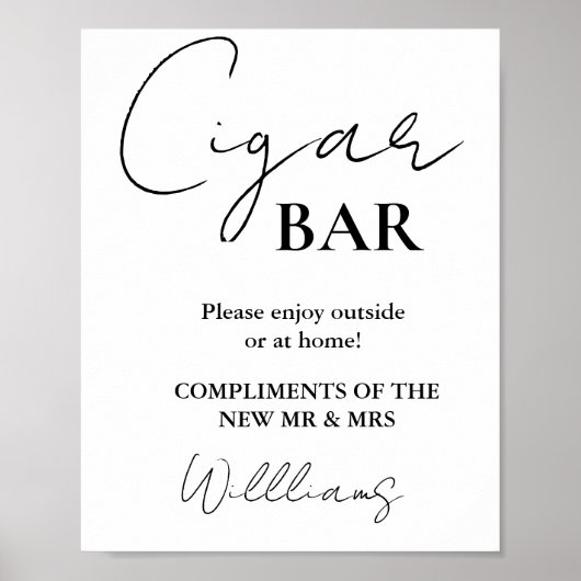 ミニマルモダンラストスク結婚リプトの葉巻バー記号 ポスター (正面)