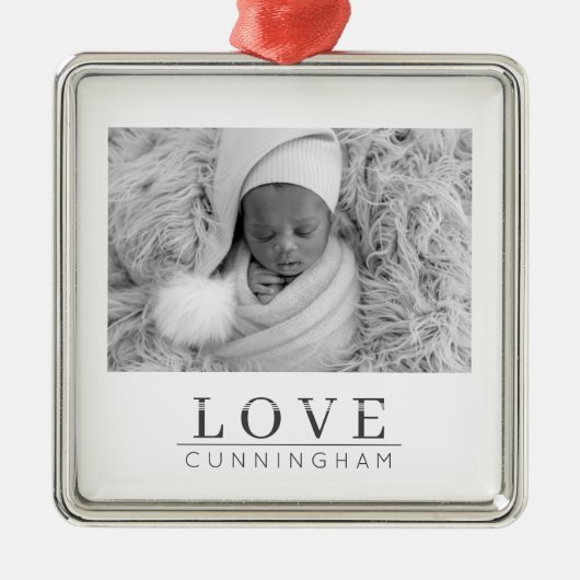 ミニマルモダンラブベビー写真家名 メタルオーナメント (正面)