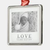 ミニマルモダンラブベビー写真家名 メタルオーナメント (左)