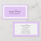 ミニマルモダンラベンダーパープルホワイト縁ど 名刺 (正面/裏面)