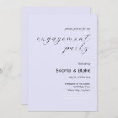 ミニマルモダンラベンダー婚約パーティ 招待状 (正面/裏面)