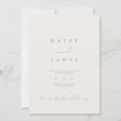 ミニマルモダンラマンスクリプト結婚の写真 招待状 (正面)