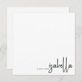 ミニマルモダンラリストのスクリプト名のメモの差出人 ノートカード (正面/裏面)