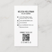 ミニマルモダンラリスト写真QRコードロゴ（縦） 名刺 (裏面)