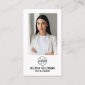 ミニマルモダンラリスト写真QRコードロゴ（縦） 名刺 (正面)