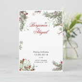 ミニマルモダンリスクリスマスウィンターホリーの枝 招待状 (スタンド正面)