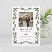 ミニマルモダンリススクリプトのクリスマス結婚した写真 シーズンカード (スタンド正面)