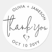 ミニマルモダンリストありがとうスクリプトハート結婚の ラウンドシール (正面)