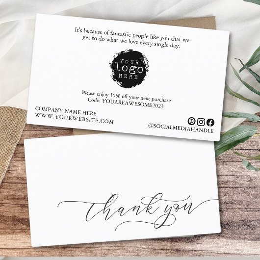 ミニマルモダンリストありがとうスクリプト小ブランディング 名刺