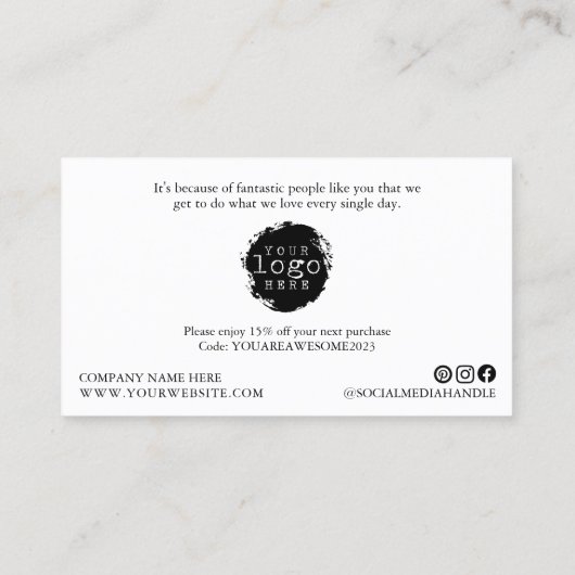 ミニマルモダンリストありがとうスクリプト小ブランディング 名刺 (裏面)