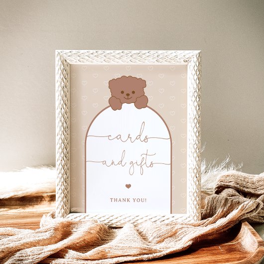 ミニマルモダンリストかわいいテディベアカードとギフト ポスター