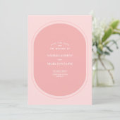 ミニマルモダンリストとピンク日付カードを保存 招待状 (スタンド正面)