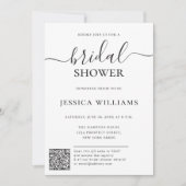 ミニマルモダンリストとQRコードブライダルシャワー 招待状 (正面)